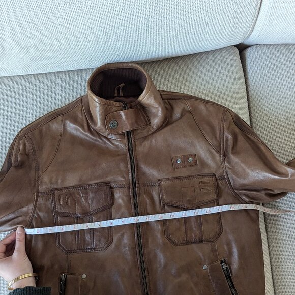 VentiUno Brown Men's Leather Jacket, Size M - Picture 8 of 16